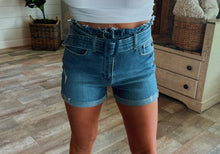 Load image into Gallery viewer, kancan distressed ruffle waist  shorts
