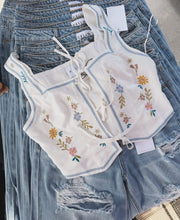 Load image into Gallery viewer, Maisie floral embroidery self tie top
