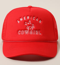 Load image into Gallery viewer, American cowgirl trucker hat RED
