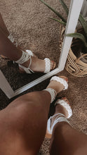 Load image into Gallery viewer, White Bowie lace up braided sandals
