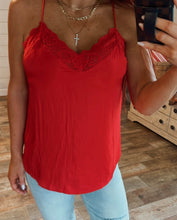 Load image into Gallery viewer, Little silky red laced tank
