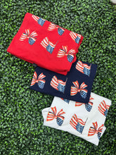Load image into Gallery viewer, America girl bows &amp; flags tee (3 color options Red,White,Navy)
