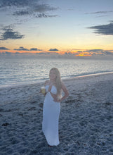 Load image into Gallery viewer, cutout &amp; cute white ribbed tie halter maxi
