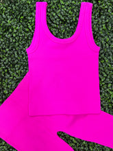 Load image into Gallery viewer, Ribbed active set Hotpop pink  O/S
