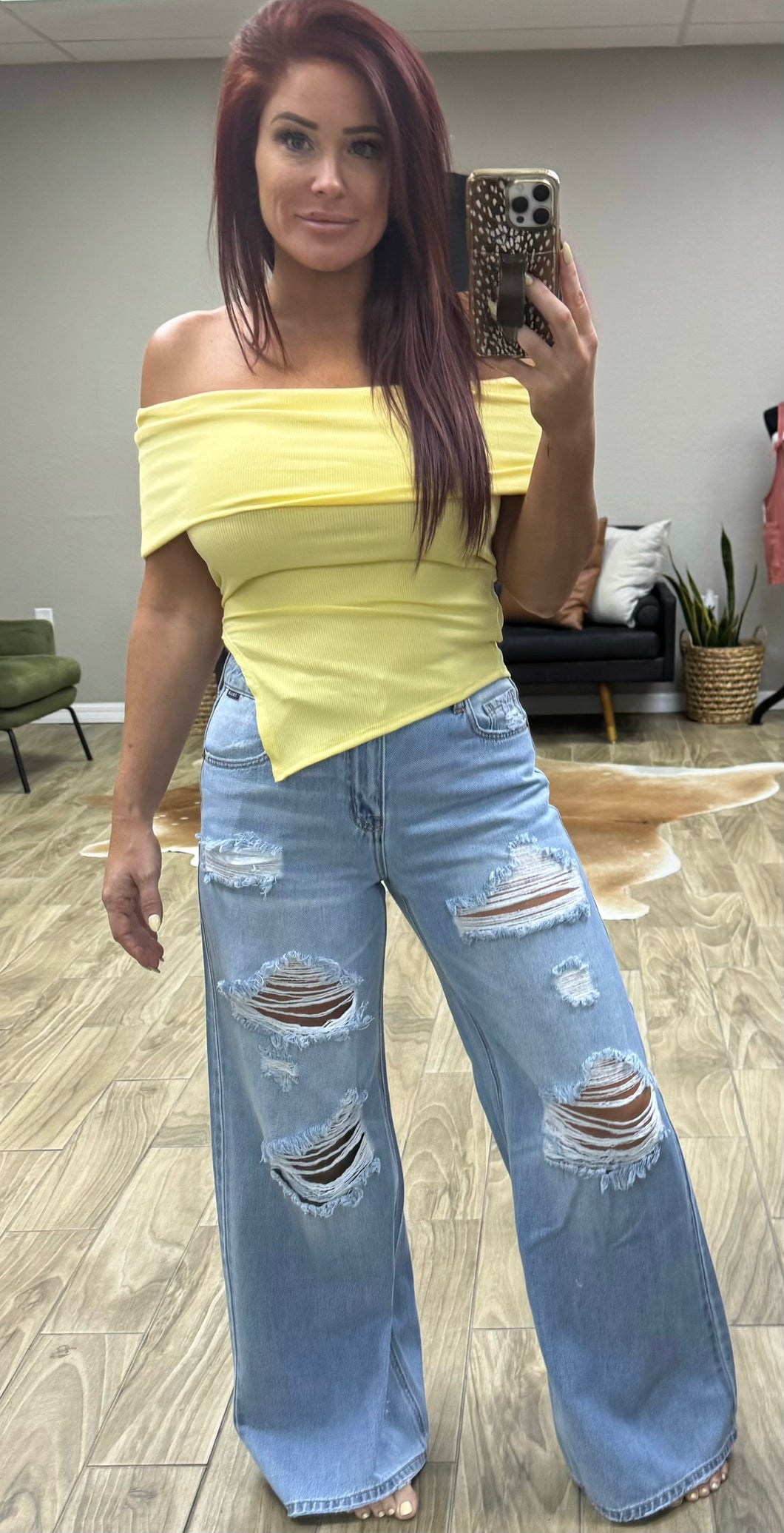Bridgett off the shoulder Top (yellow)