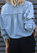 Load image into Gallery viewer, Painter Button up draw tie denim top
