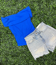 Load image into Gallery viewer, Bridgett off the shoulder Top (blue)
