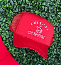 Load image into Gallery viewer, American cowgirl trucker hat RED
