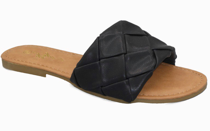 Black basket slide sandal