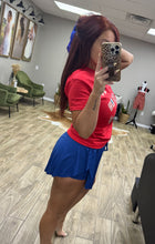 Load image into Gallery viewer, America girl bows &amp; flags tee (3 color options Red,White,Navy)
