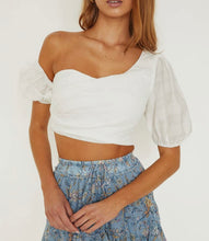 Load image into Gallery viewer, She got away with me one shoulder puff sleeve top
