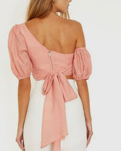 Load image into Gallery viewer, She got away with me one shoulder puff sleeve top
