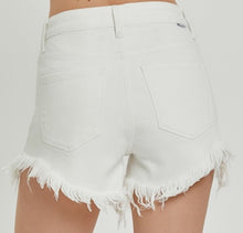 Load image into Gallery viewer, Henley white distressed pockets out shorts
