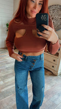 Load image into Gallery viewer, No secrets Rib Sweater Knit Cutouts Long Sleeve Cropped Top by
