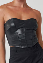 Load image into Gallery viewer, Black hearted pu sweetheart tube top
