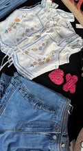 Load image into Gallery viewer, Maisie floral embroidery self tie top
