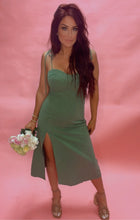 Load image into Gallery viewer, Garden tea party green slit dress
