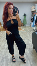 Load image into Gallery viewer, Capri jogger gauze jumpsuit ~ black
