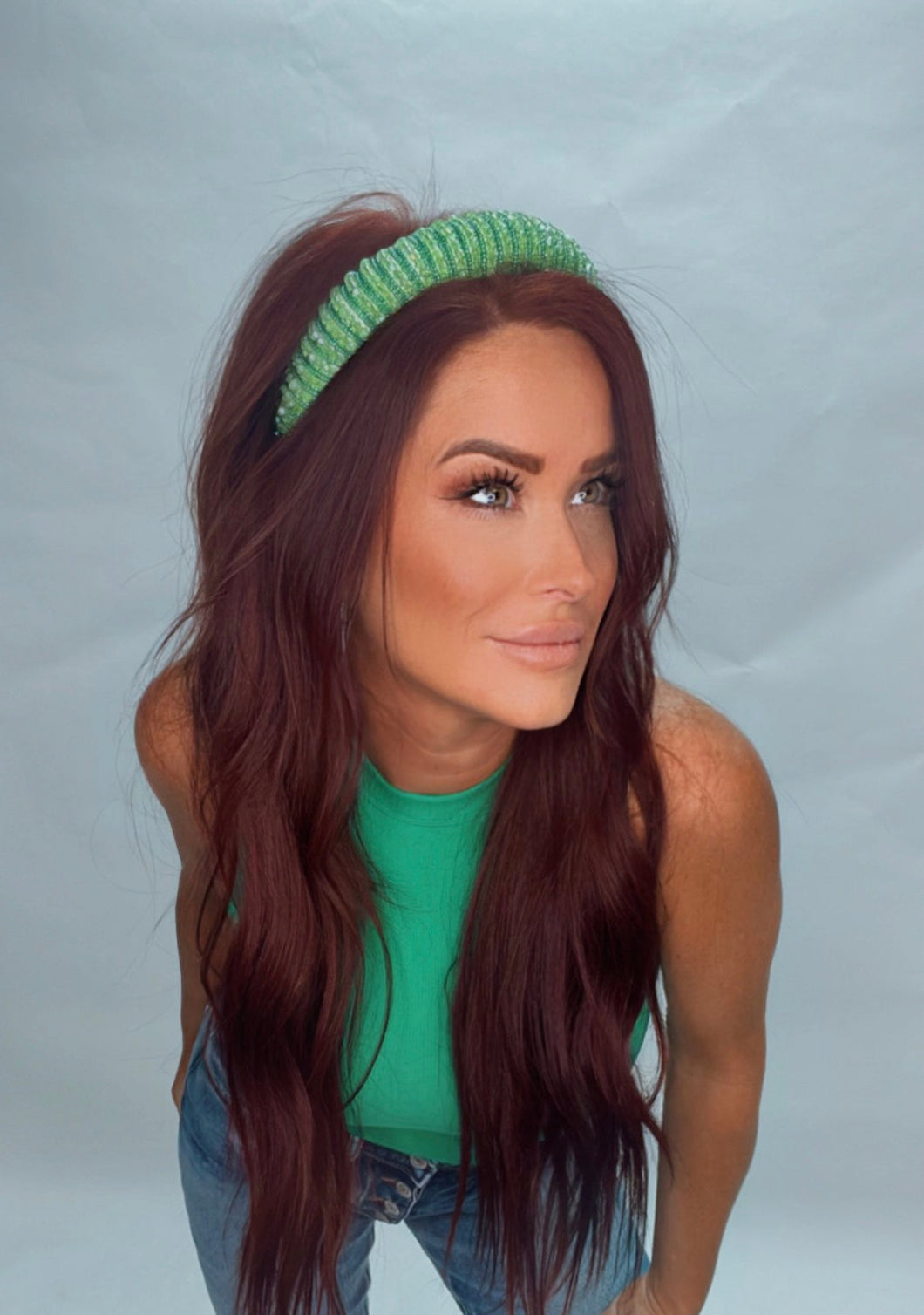 Green with envy top knot & crystal headbands