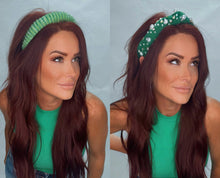 Load image into Gallery viewer, Green with envy top knot &amp; crystal headbands
