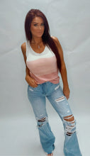 Load image into Gallery viewer, Carefree days color block v neck knit top~blush
