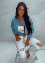 Load image into Gallery viewer, Krissy White distressed cuffed kancan jeans
