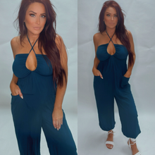 Load image into Gallery viewer, Capri jogger gauze jumpsuit ~ deep ocean blue
