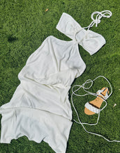 Load image into Gallery viewer, cutout &amp; cute white ribbed tie halter maxi
