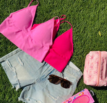 Load image into Gallery viewer, Summers staple ribbed bralette 2 available colors bubblegum &amp; watermelon pink
