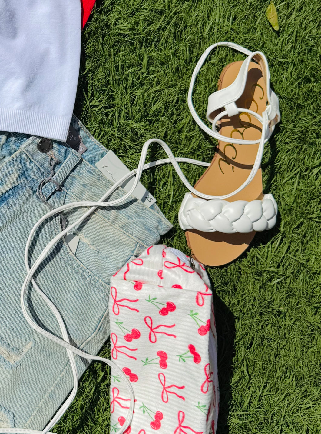 Summer strolls lace up braided sandals (white)