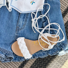 Load image into Gallery viewer, Summer strolls lace up braided sandals (white)
