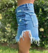 Load image into Gallery viewer, Bree high rise Distressed released hem jean shorts
