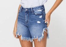 Load image into Gallery viewer, Bree high rise Distressed released hem jean shorts
